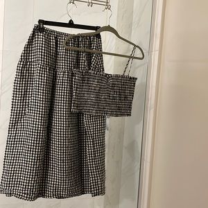 Reformation two piece gingham set size Large